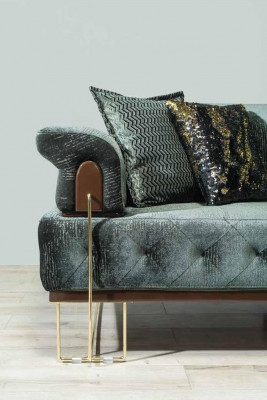 Canapéenensemble Sofa Garnitur Canapéën Fauteuil 3+3+1 Sëtz Stoff Modern