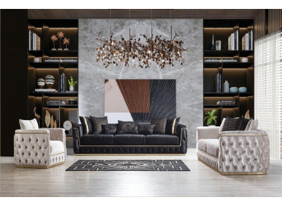 Canapé-Garnitur Garnitur Canapéen Sofa Fauteuil Dräisëtzer 3+3+1 Sëtzer Stoff