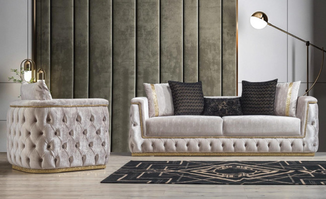 Canapé-Garnitur Garnitur Canapéen Sofa Fauteuil Dräisëtzer 3+3+1 Sëtzer Stoff