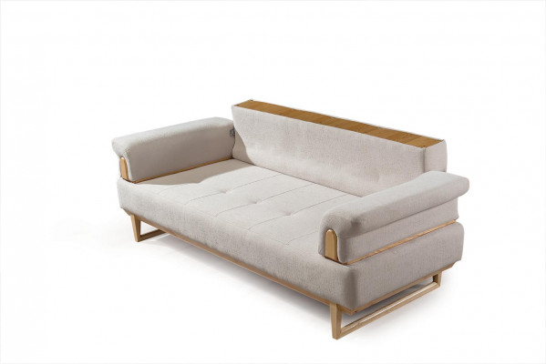 Modern Sofagarnitur 3+3+1 Sëtzer Garnitur Set Sofaen Fauteuil Holz mat Textil