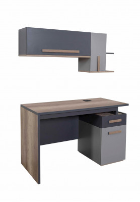 Jugendzëmmer Set Grau Bett Nuetsdësch Kleederschaf Design Nei 4tlg.