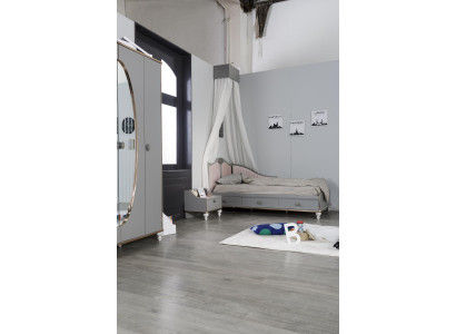 Bett Nuetsdësch Schlofkummer Set Designer Luxus Better Komplett 2 Deeler.