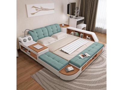 Këssen 180x200 Multifunktioun Regal USB Léier Design Bett Grouss Better Lieder