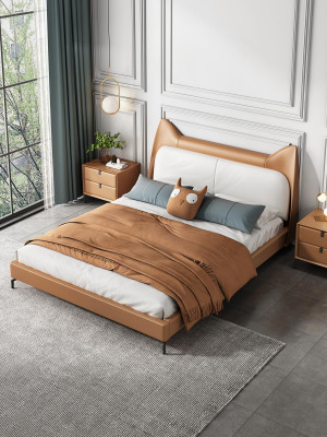 Modern Hotel Lieder Stoff Duebelbett 160x200cm Designer Bett Duebel