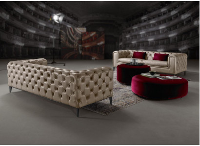 Luxuriéis 3+3 Sëtz Sofa Garnitur a beige vun Chesterfield