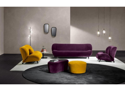 Modern Sofagarnitur 3+2 Sëtzer Sëtz x2 Schemel Designer Canapé-Set Stilvoll Wunnzëmmertmoubel