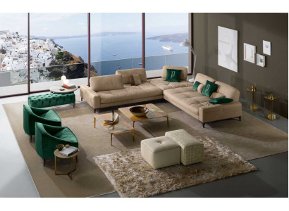 Lieder L-Form Luxus Canapéen Canapéen Eck Ecksofa Couch Italienesch Miwwelen