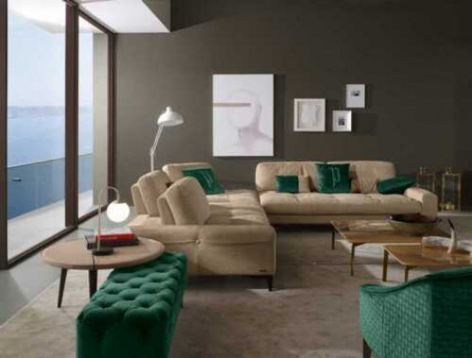 Lieder L-Form Luxus Canapéen Canapéen Eck Ecksofa Couch Italienesch Miwwelen
