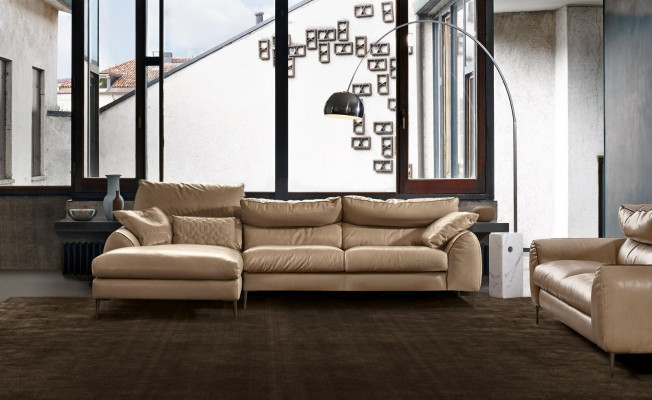 Ecksofa L-Form Wunnzëmmer Sofa Couch Polster Eck Garnitur Beige Lieder Sofas Nei
