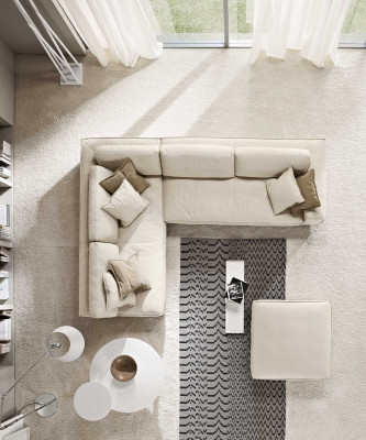 Wunnzëmmer Ecksofa L-Form Modern Wäiss Design Sofas Nei