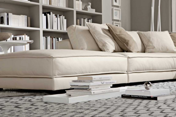 Wunnzëmmer Ecksofa L-Form Modern Wäiss Design Sofas Nei