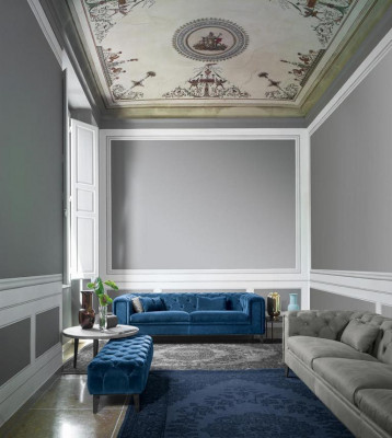 Sofa 3-Sëtz Blo Luxus Textil Wunnzëmmer Design Italienesch Miwwelen