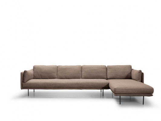 Braune Eck-Couch an L-Form Design Polster Modern Textil Wunnzëmmer