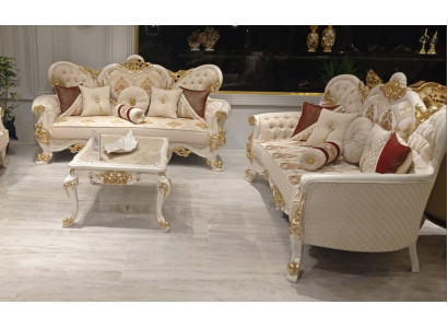 Dreiplaz-Soengarnitur 3+3 Sëtz Couch Sofa Sofas Fotell Sëtz Stoff Polster 2-Stéck.