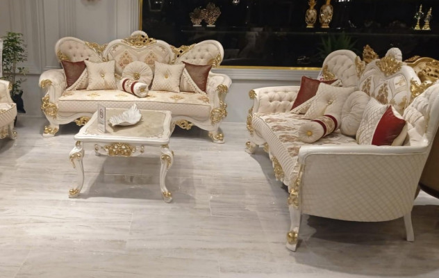 Luxus Sofagarnitur 3+3 Sëtzer Sofa Sofas Fotell Sëtz Stoff Barock Grupp Barock