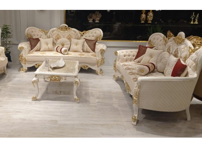 Luxus Sofagarnitur 3+3 Sëtzer Sofa Sofas Fotell Sëtz Stoff Barock Grupp Barock
