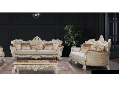 Sofa-Suite 3+3 Sëtzer Suite Sofa Sofas Sëtz Still Stoff Barock Set Grupp