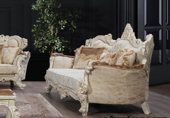 Sofa-Suite 3+3 Sëtzer Suite Sofa Sofas Sëtz Still Stoff Barock Set Grupp