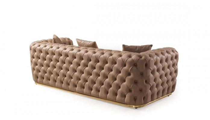 Chesterfield Sofa Garnitur 3+3+1+1 Sëtzer Garnitur Sofa Fauteuil Sofasen Lieder Beige