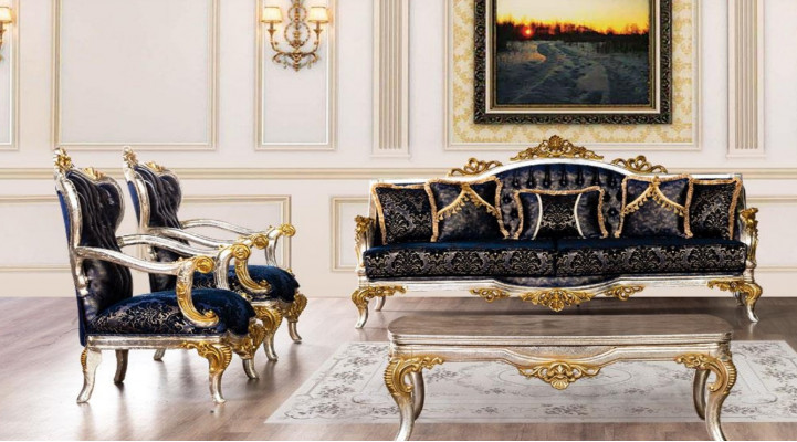 Gruppenset Sofagarnitur 3+1+1 Sëtzer 3tlg. Miwwelen Sofas Fauteuil Luxus Sëtz Barock