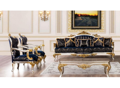 Gruppenset Sofagarnitur 3+1+1 Sëtzer 3tlg. Miwwelen Sofas Fauteuil Luxus Sëtz Barock