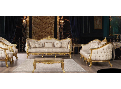 Sëtzgrupp 3+3 Sëtz Sofa Sofas Fauteuil Sëtz Garnitur Stoff Wunnzëmmer Barock