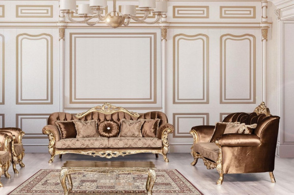 Sofagarnitur 3+3 Sëtzer Luxus Garnitur Sofa Sofas Set Barock Wunnzëmmer