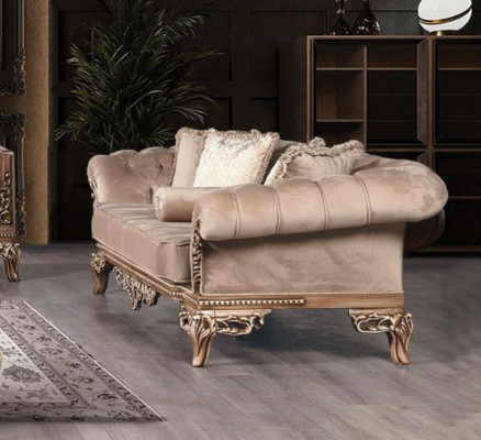 Sofagarnitur 3+3 Sëtzer Chesterfield Sofa Sëtz Luxus Set Stoff Garnitur 2tlg
