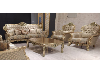 Luxus Garnitur Sofagarnitur 3+1+1 Sëtzer Sofa Stoff Sofas Klassesch Barock Nei