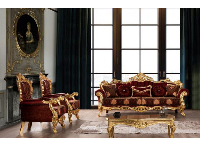 Garnitur Sofas Still Sofa Garnitur 3+1+1 Sëtz Luxus Stëpp Wunnzëmmer Barock