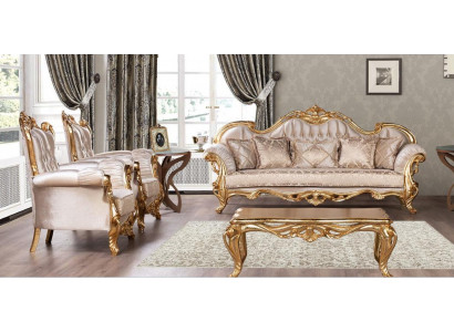 Garnitur Sofagarnitur 3+1+1 Sëtzer Couchdësch Sofa Luxus Stoff Fauteuil Sofas Nei