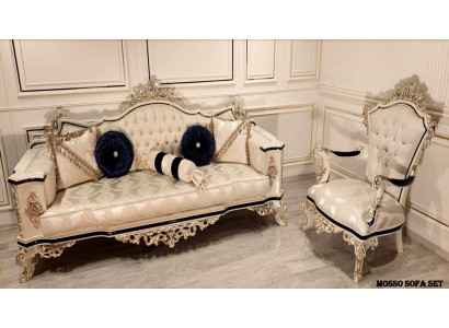 Luxus Sofa Garnitur 3+1 Sëtzer Garnitur Sofa Sofas Fautteuil Stoff Wunnzëmmer Nei