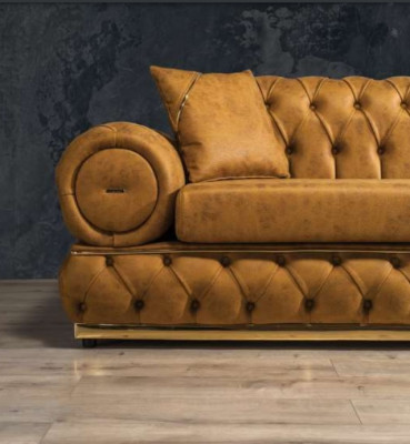 Luxus Garnitur Chesterfield Sofagarnitur 3+3 Sëtzer Sofa Fauteuil Sofas Lieder 2tlg