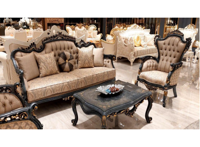 Sofagarnitur 3+1 Sëtz Luxus Garnitur Set Sofas Fautteuil Stoffs Sofas Barock Rokoko