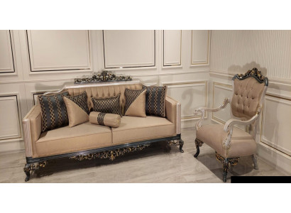 Luxus Garnitur Set Sofagarnitur 3+1 Sëtzer Sofa Sofas Fotell Stoff 2tlg. Sets