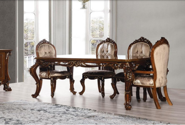 Luxus Iesszëmmer Iessdësch Stull Grupp Garnitur Set Holz Dësch Dëscher 5tlg. Sets