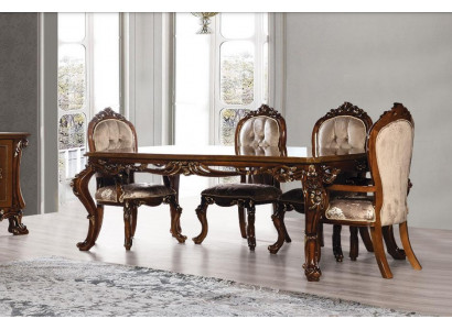 Luxus Iesszëmmer Iessdësch Stull Grupp Garnitur Set Holz Dësch Dëscher 5tlg. Sets