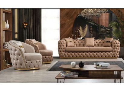 Luxus Chesterfield Sofagarnitur 3+1+1 Sëtzer Garnitur Sofa Sëtz Sofas Lieder