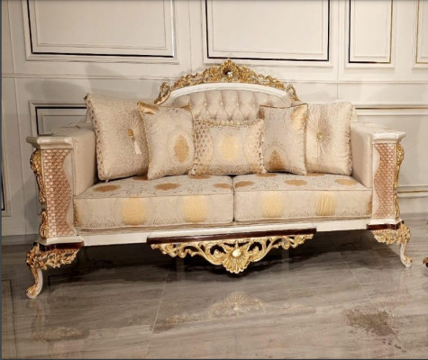 Dräisëtzer Canapé 3 Sëtzer Klassesch Canapé Sofas Couch Stoff Stil Baroque Miwwel Neit
