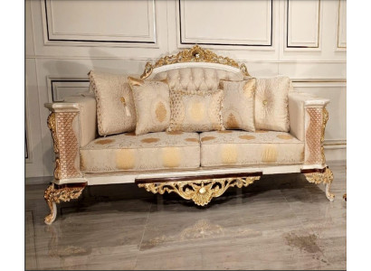 Dräisëtzer Canapé 3 Sëtzer Klassesch Canapé Sofas Couch Stoff Stil Baroque Miwwel Neit