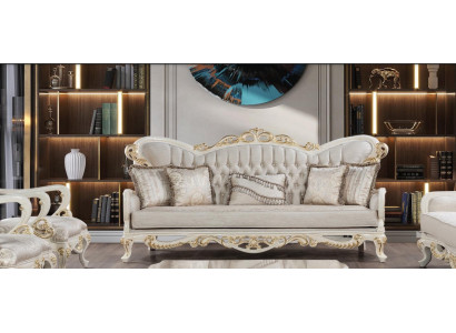 Luxus dräisëtzer Canapé 3 Sëtz Couch Canapéen Barock Rokoko Klassesch Miwwelen 3er Nei