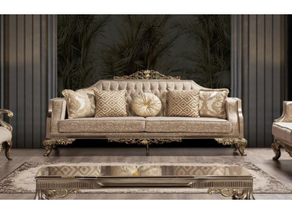 Dräisëtzer Sofa 3 Sëtzer Sofa Sofas Stoff Barock Rokoko Canapé Design Wunnzëmmer