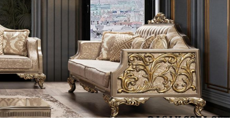 Dräisëtzer Sofa 3 Sëtzer Sofa Sofas Stoff Barock Rokoko Canapé Design Wunnzëmmer