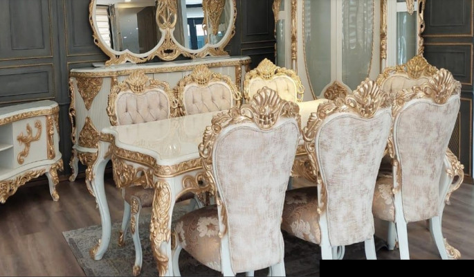 Dësch Iesszëmmerdësch Iessdësch Iesszëmmer Holz Dëscher Barock Iess Luxus Miwwelen Nei
