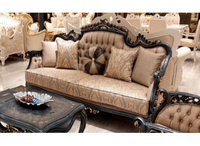 Dräisëtzer Sofa 3-Sëtzer Klassëscht Sofa Sofa Miwwelen Stoff Stil Barock Neit