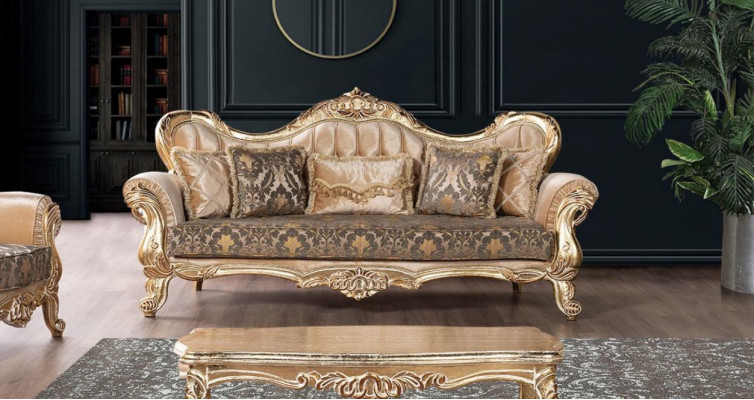 Sofa 3 Plazen Sofas Sëtz Klassesch Couch Luxus Stoff Wunnzëmmer Dräisëtzer Nei