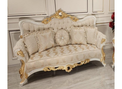 Dreiplazssofa 3 Sëtzer Barock Rokoko Sofa Sofae Couch Stoff Stil Barock Sëtz