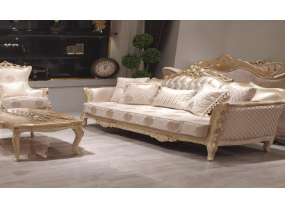 Klasseschen Dréisëtzeger Sofa 3 Sëtz Sofen Couch Stoff Stil Barock Miwwelen Rokoko