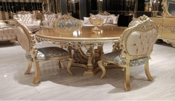 Ronde Iessdësch Iesszëmmerdësch Iesszëmmer Dëscher Dësch Barock Iess Luxus Miwwelen Holz