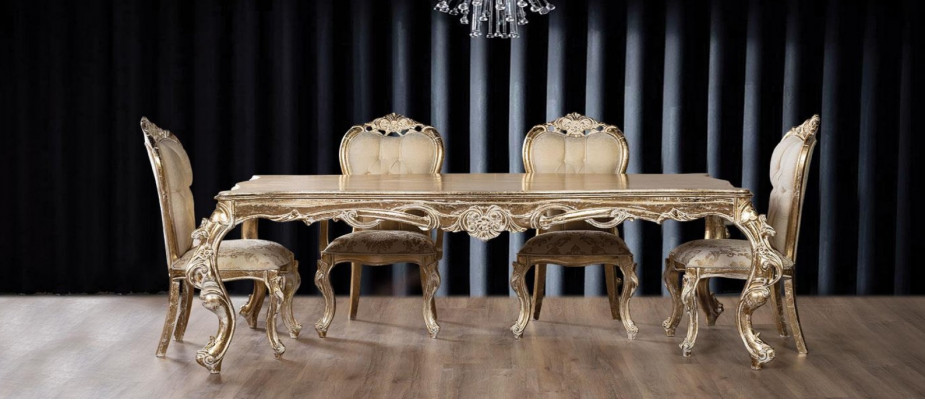 Dësch Iesszëmmerdësch Iessdësch Iesszëmmer Holz Dëscher Barock Iessen Luxus Miwwelen Neifabrikatioun